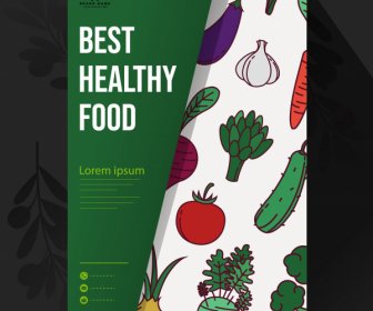 Brosur Makanan Template Warna-warni Klasik Sayuran Datar Sketsa