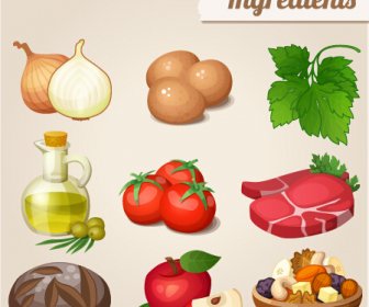 ícones De Ingredientes Alimentares Gráficos Vetoriais