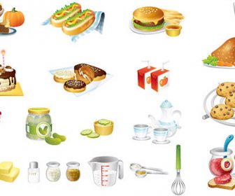 Food Kitchen Icons Vector