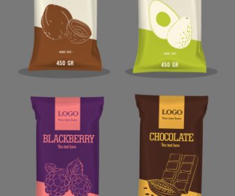 Gıda Paketleri şablonları Parlak Zarif Koyu Parlak Tasarım