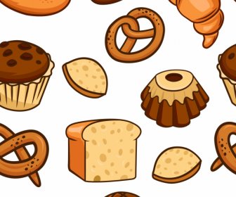 Food Pattern Bread Cake Sandwich Sketch Classical Handdrawn
