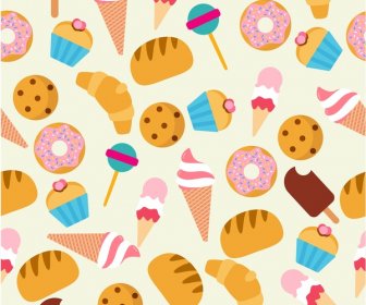 Food Pattern Design With Colors Repeating Design