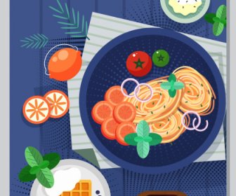 食品海報範本五顏六色經典平面成分素描