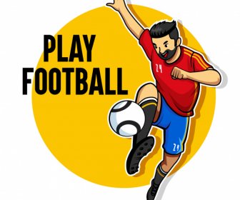 Banner De Fútbol Jugador Dinámico Boceto Diseño De Dibujos Animados