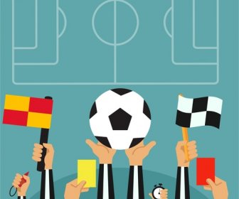 football concepts illustration with referees hands holding symbols