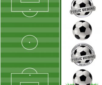 Football Field With Football Labels Vector