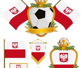 Bandera De Fútbol Elementos Vector Set