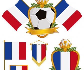 Bandera De Fútbol Elementos Vector Set