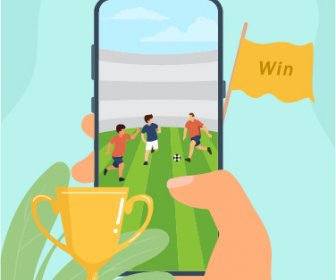 Futbol Oyunu Reklam Afiş Akıllı Telefon Maç Kupası Kroki