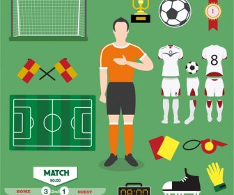 Football Icons Illustration With Various Colored Symbols