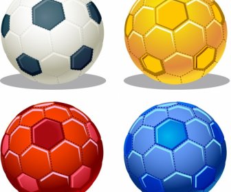 Football Icons Sets Various Colored Isolation
