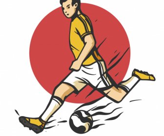 Football Player Icon Kicking Gesture Dynamic Classic Design