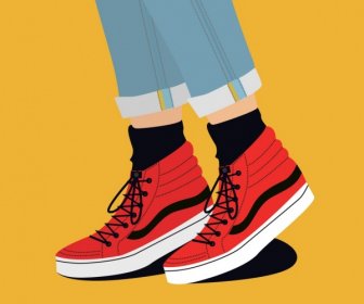 鞋类广告红鞋图标彩色卡通