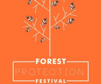 Forest Protection Poster Orange Design Trees Icon Decoration