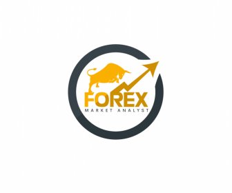Forex Logo şablonu Siluet Dinamik Boğa Ok Daire Dekor