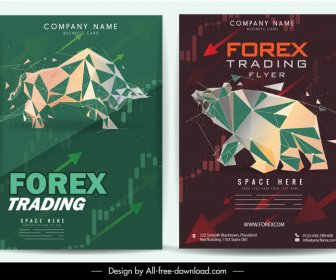 Forex Stock Market Exchange Flyer Templates Low Poly Bear Bull Sketch