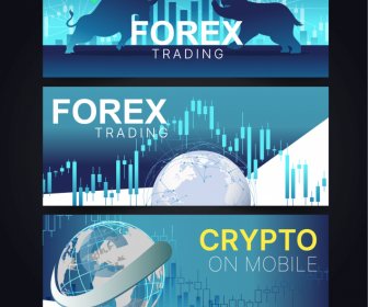 forex stock trading banner business elements decor
