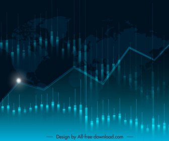 Forex Trading Backdrop Template Fluctuating Candlestick Line Chart Design