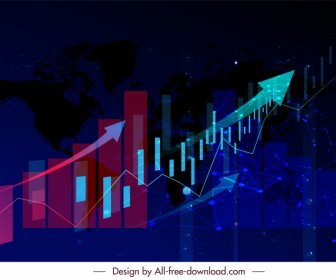 外国為替取引の背景3D動的縦棒グラフ矢印装飾