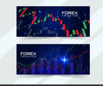 Forex Trading Banner Business Charts Light Effect Decor