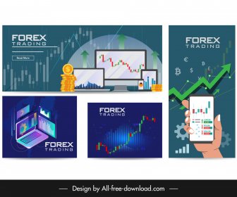  Forex Trading Banner Collection Digital Business Elements Decor