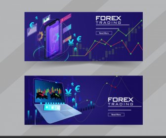Forex Trading Banner Digital Business Elements Decoración