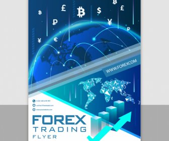 Forex Trading Banner Globus Währungssymbole Diagramm 3D Skizze