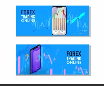  Forex Trading Banner Smartphone Business Elements Decor
