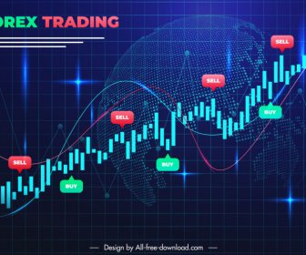 Template Banner Trading Forex Dynamic Modern Chart Kabur Globe Dekorasi