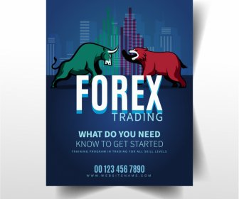 forex trading flyer template fighting bull bear chart sketch