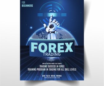  Forex Trading Flyer Template Robot Hand Earth Decor