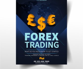 Forex Trading Flyer Vorlage 3D Währungssymbole Elemente Dekor
