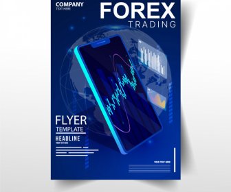  Forex Trading Flyer Vorlage 3D Smartphone Globus Skizze