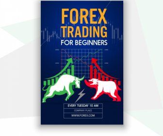  Affiche De Trading Forex Fighting Bull Bear Graphique Éléments Décor