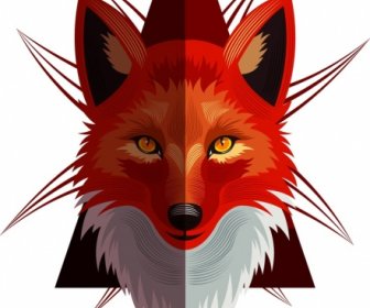 Fox Animal Icon Simétrico Cabeça Vermelha Design