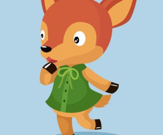 Fox Cartoon Character Icon Stylized Baby Girl Sketch