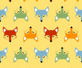 Fox Heads Background Colorful Repeating Symmetry Design