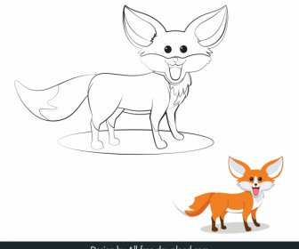 狐狸圖示可愛的卡通設計手繪素描