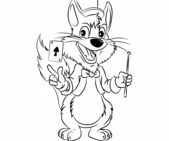 Fuchs-Symbol Lustige Stilisierte Cartoon-Charakter Handgezeichnete Skizze