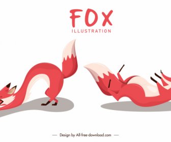Fox Icons Funny Emotion Cartoon Characters Sketch