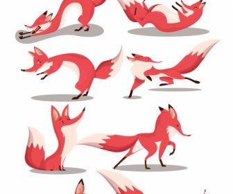 Fox ícones Gestos Movimento Desenho Desenho De Desenho Animado
