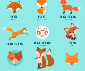Fox Logo Ikon Ilustrasi Dalam Berbagai Gaya