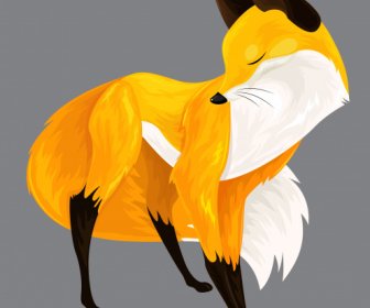 Fox Painting Colored Classical Design