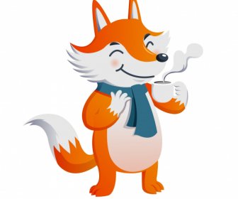 Fox Species Icon Cute Stylized Cartoon Design