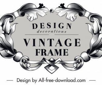 Frame Template Vintage Symmetrical Design Floral Ornament