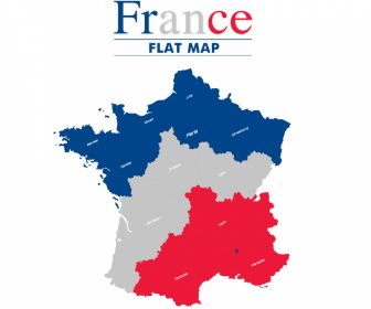 France Advertising Banner Flat Map Sketch