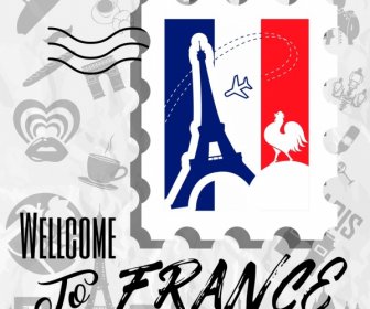 Banner Pubblicitario Francia Simboli Decorazione Classica