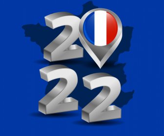  Perancis 2022 Latar Belakang Template Elegan Modern 3d Nomor Bendera Bendera Dekorasi