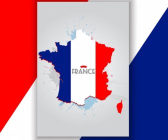 La Francia Sfondo Mappa Bandiera Icona Arredamento Grunge Design