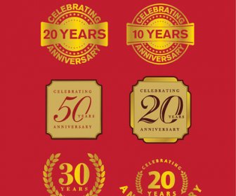 Free Celebrating 20 Years Anniversary Vector Badges
